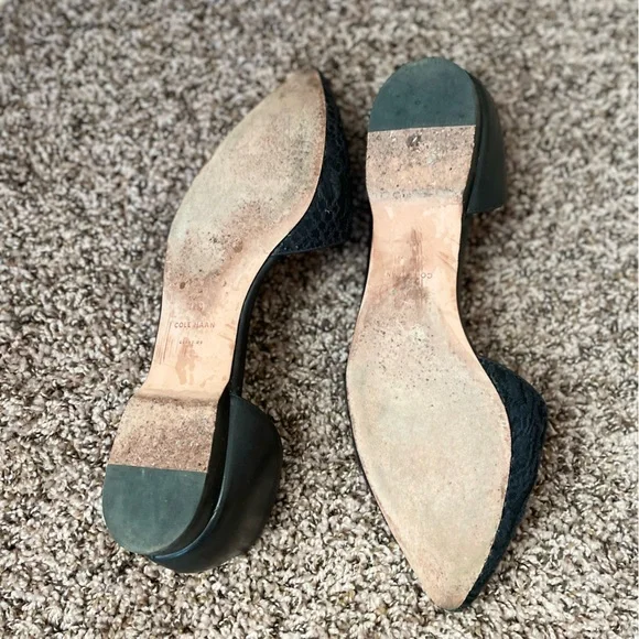 Cole Haan Black Leather and Lace D’Orsay Flats - 11 - Picture 3 of 4